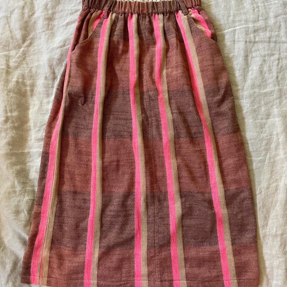 Ace & Jig Pink and Brown Striped Midi Skirt Sasha in beau small